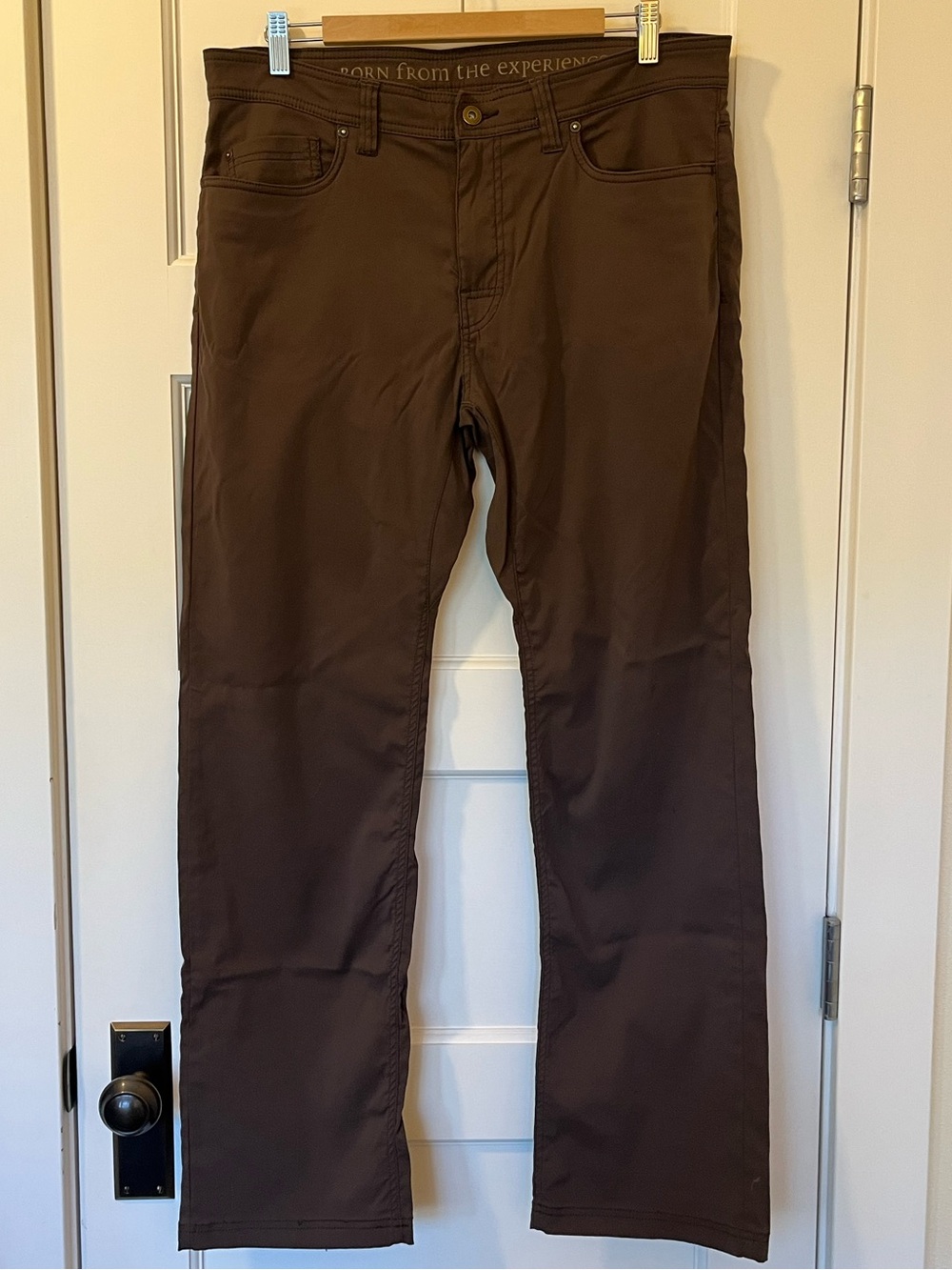prAna Brion Slim Pants Men’s 34x32 Brown Stretch Performance Hiking Outdoor